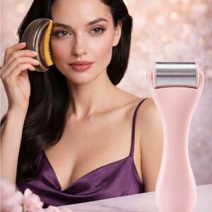 Facial Sculpting Set – Stainless Steel Ice Roller + Lymphatic Drainage Brush